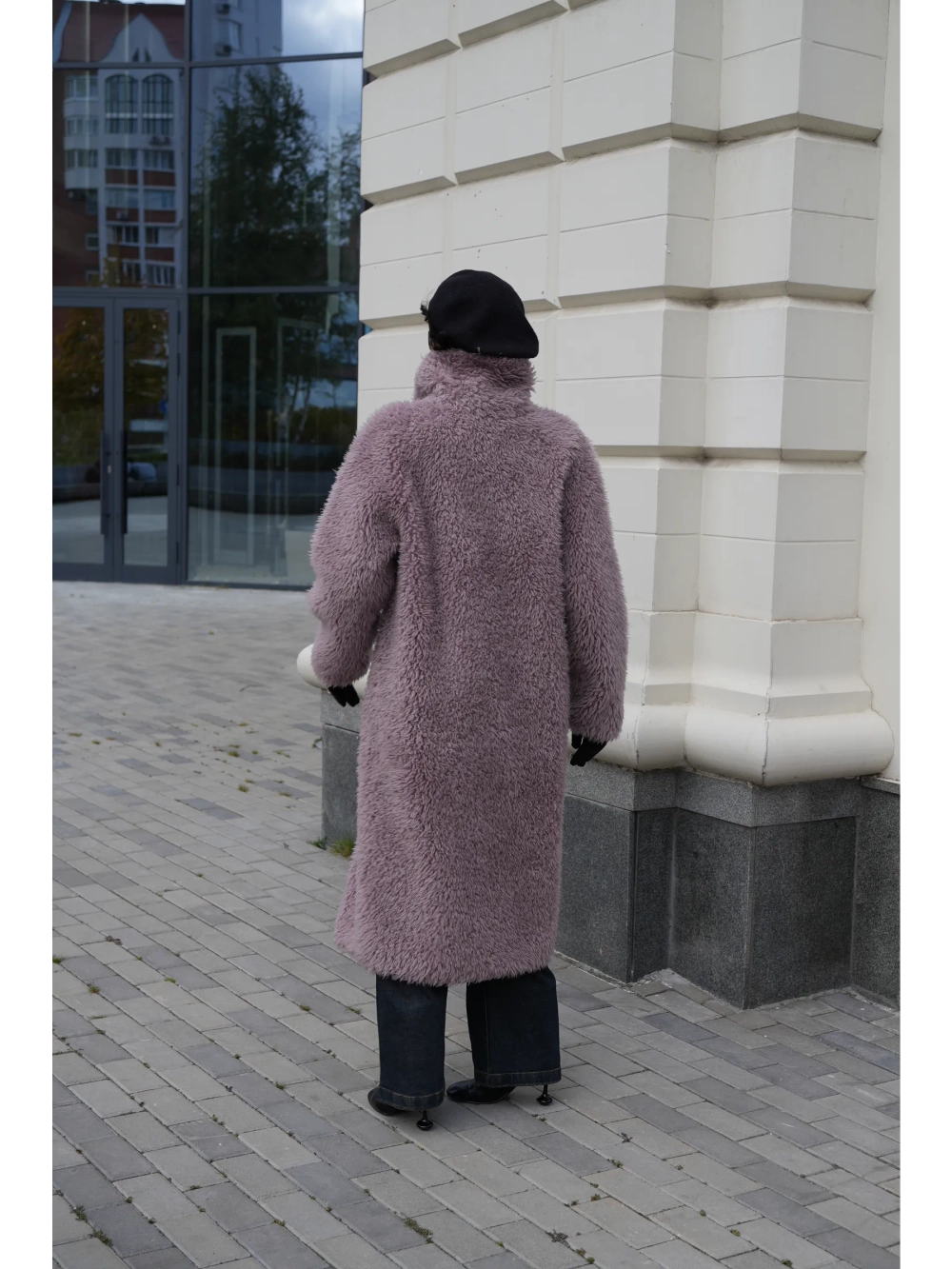 Шуба искусственная чебурашка на основе шерсти, сиреневая, SilverFox