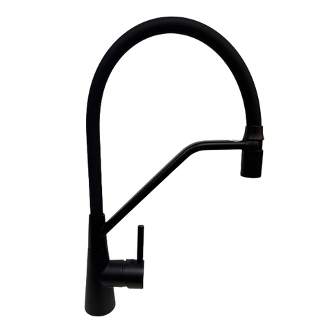 Смеситель для кухни с гибким изливом и магнитным держателем черный матовый