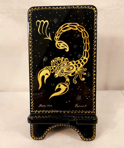 Сувенирная подставка для телефона с росписью Палех "Зодиак. Скорпион"