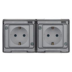 Розетка ЭРА Эксперт 11-2503-01 2х2P+E гориз. IP55, 16A-250В, ОУ, белый | Эра Эксперт