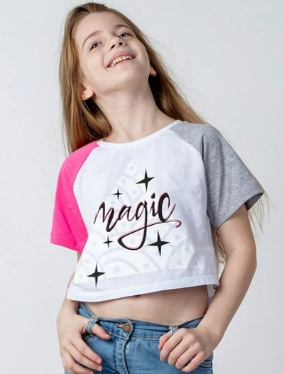 Футболка д/дев "Magic" кулир р.104-110 бел (Юлла) 1034к ап, 1 шт.