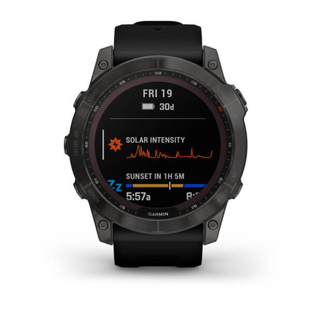 Умные часы Garmin Fenix 7X Sapphire Solar титановый угольно-серый DLC с силиконовым ремешком