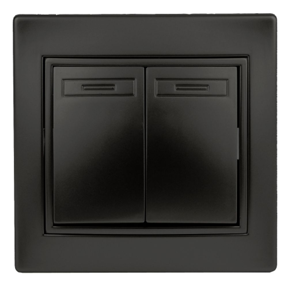 Выключатель Intro Plano 1-104-05 двухклавишный, 10А-250В, IP20, СУ, антрацит | Intro Plano Антрацит