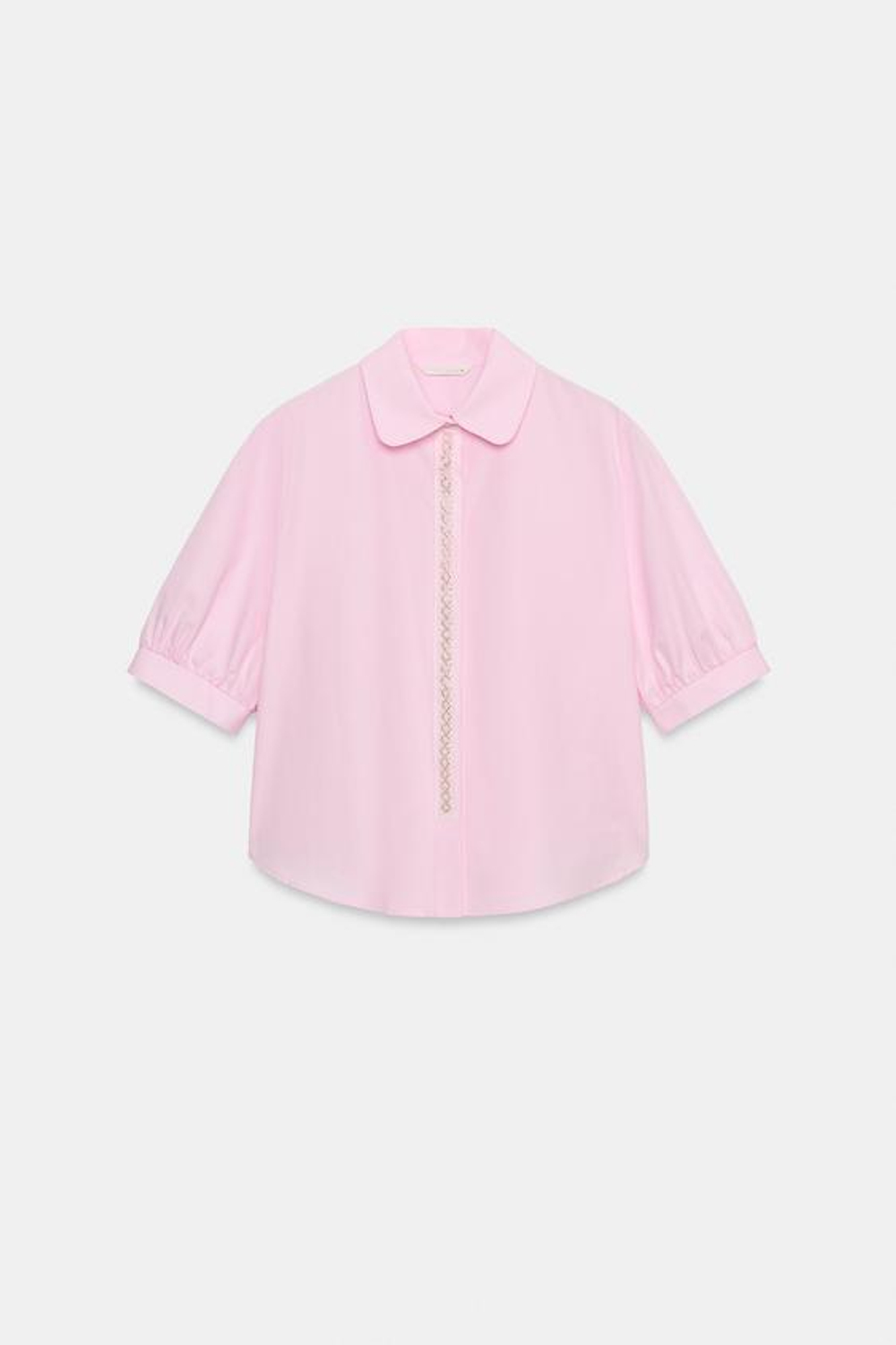 ZARA РУБАШКА С КОРОТКИМИ РУКАВАМИ И БУСИНАМИ, РОЗОВЫЙ