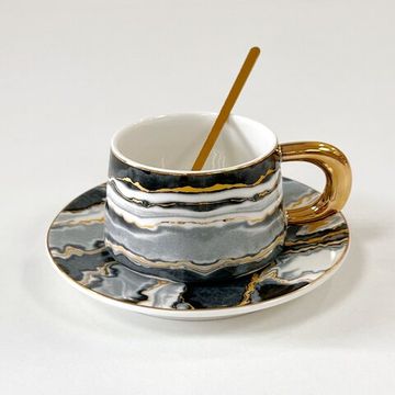 Чайная пара «Мрамор» 220 мл, цвет серый