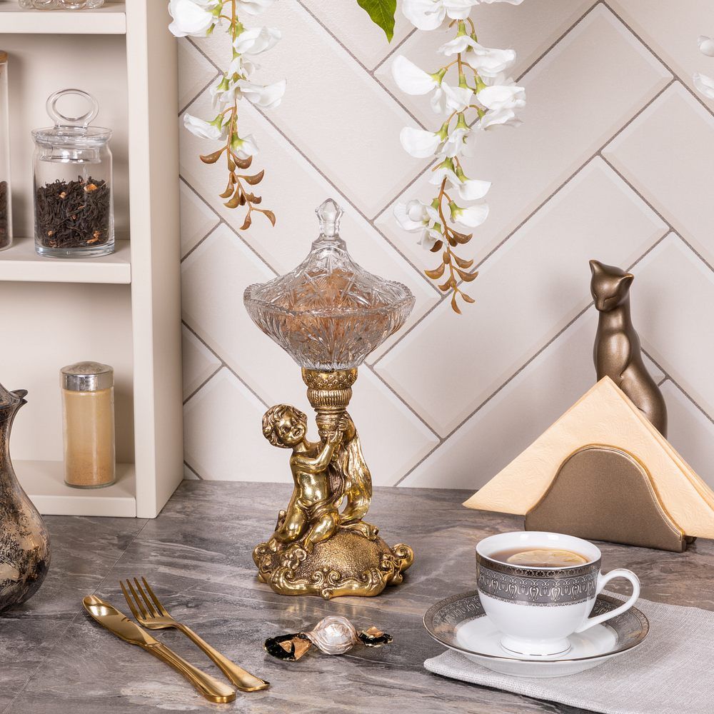 Сахарница стеклянная с крышкой Эдем Бронза