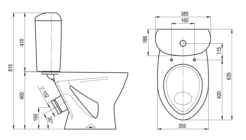 Унитаз-компакт Santeri Версия  с сидением стандарт схема