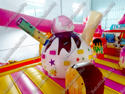 Коммерческий надувной батут "Мороженое розовое" 6*4*2,8 м