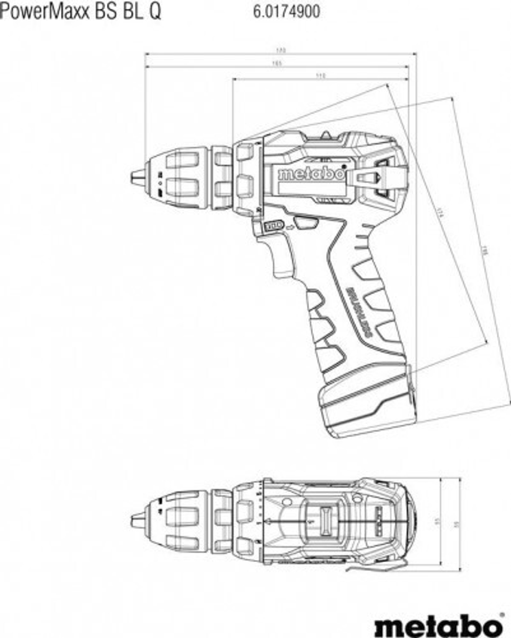 Дрель-шуруповерт аккумуляторная METABO PowerMaxx BS BL Quick 2x2.0 Ач бесщеточная 601749500