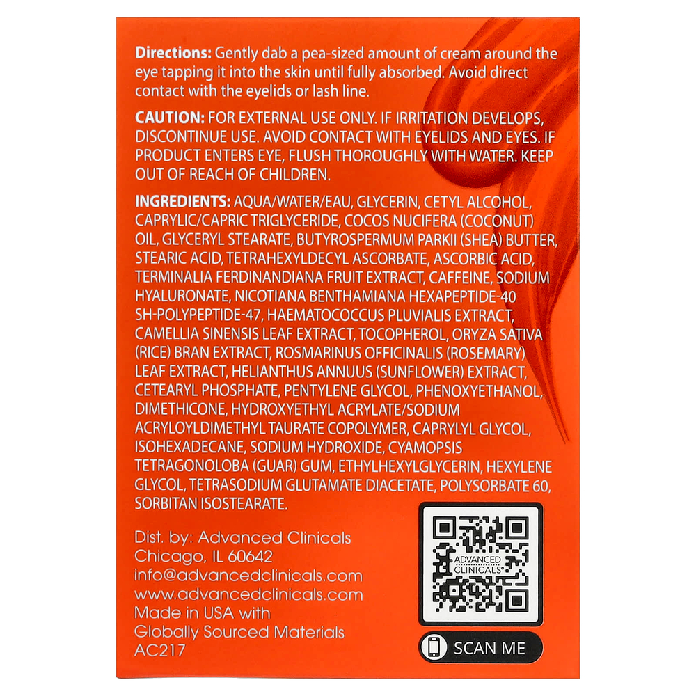 Advanced Clinicals, осветляющий крем для области вокруг глаз с витамином C и кофеином, 30 мл (1 жидк. унция)