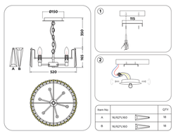 Ambrella Подвесная люстра с хрусталем Traditional TR5172