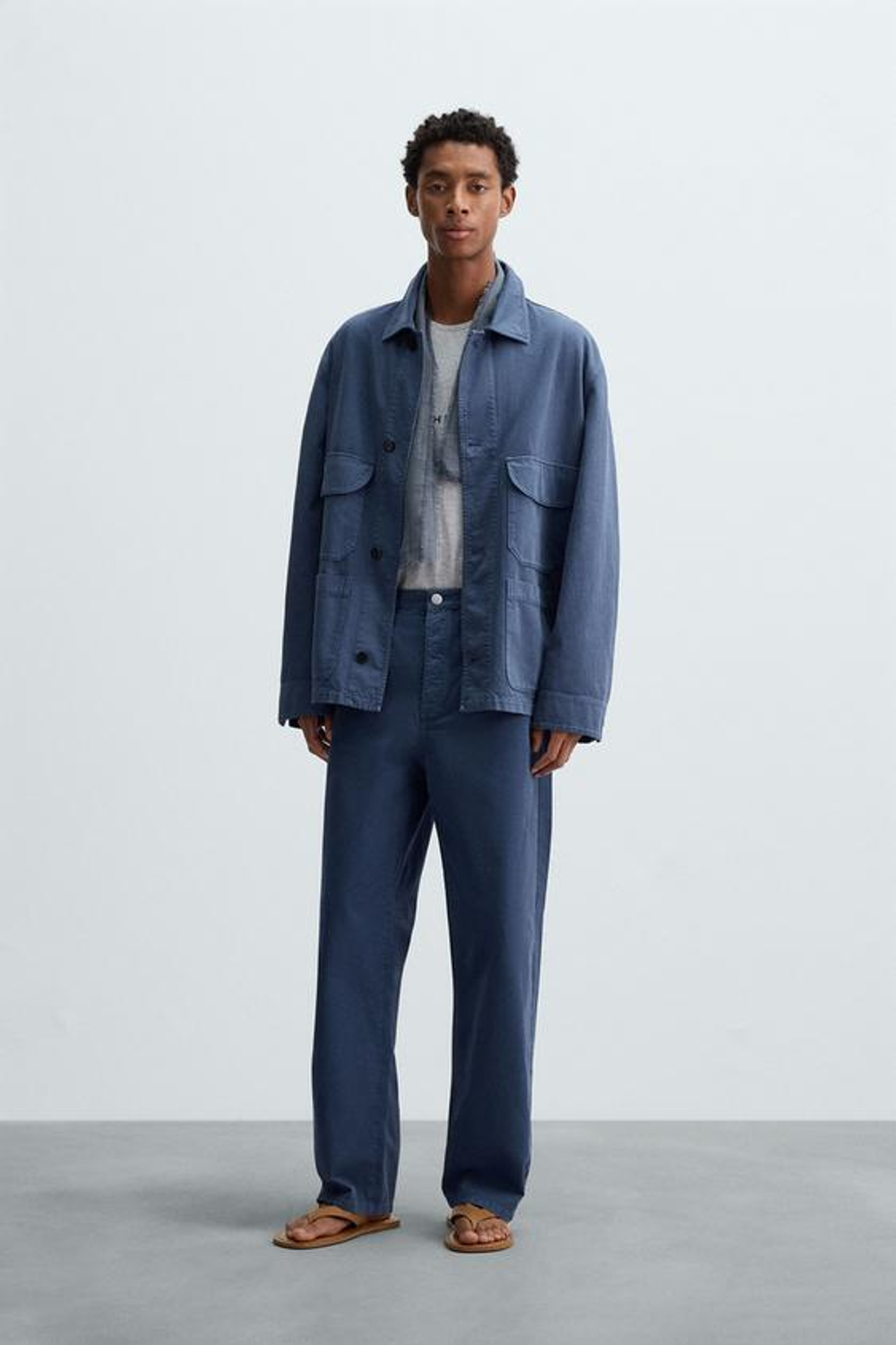 ZARA БРЮКИ STRAIGHT FIT, СИНИЙ