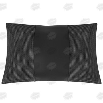 Автомобильная подушка под шею или поясницу комбинированная из жаккарда и экокожи (прямоугольная на резинке)