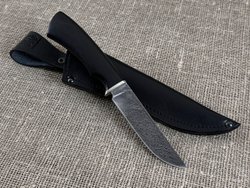 Нож "Мангуст", дамасская сталь, рукоять черный граб мореный