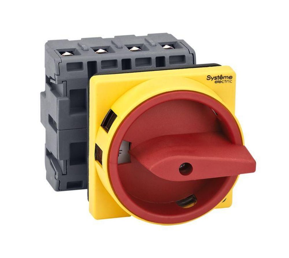 Выключатель-разъединитель 4п 40А IP20 с красн. рукоят. на дверцу 4 винтами с замком SE MSD40410R