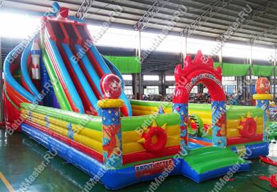 Детский надувной батут-горка "Крутые виражи"