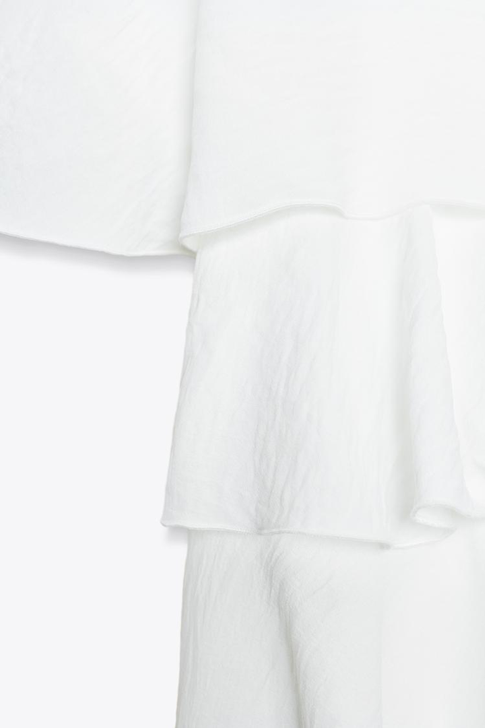 ZARA ТОП-КЕЙП С ВОЛАНАМИ, БЕЛЫЙ