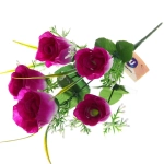Цветы искусственные 30см «Розы» 5 цветков сиреневые