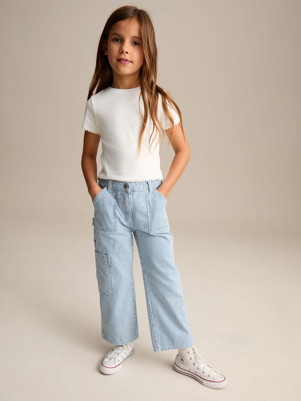 Джинсы карго для девочки Next E29-134, Голубой, Белый