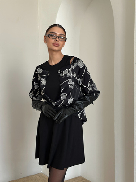 Платье с имитацией блузы с принтом