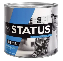 Эмаль ПФ-115 STATUS белая, атмосферостойкая, глянцевое покрытие, 1.8кг / краска по металлу, дереву, кирпичу и бетону / для наружных и внутренних работ