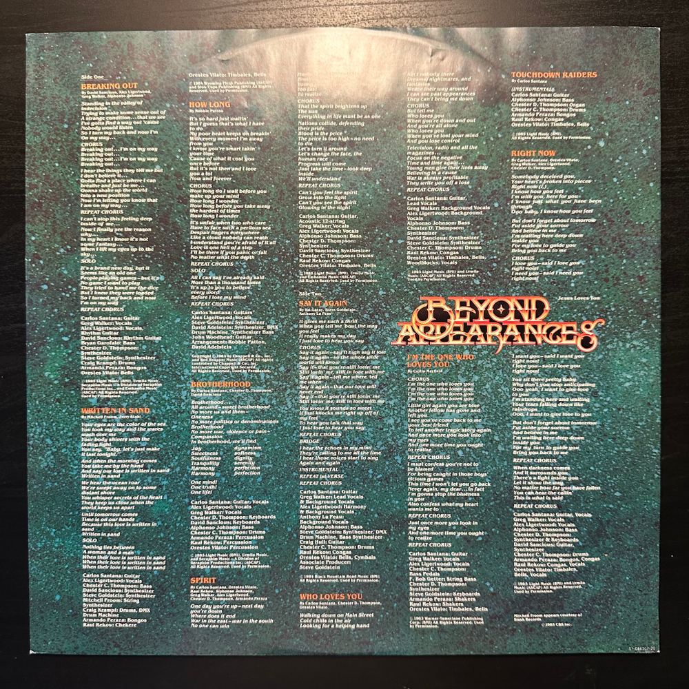 Santana - Beyond Appearances (Голландия 1985г.)