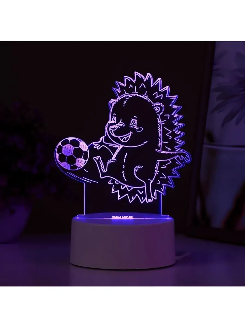 Светильник 3D ночник RISALUX «Ежик футболист», LED RGB, от с