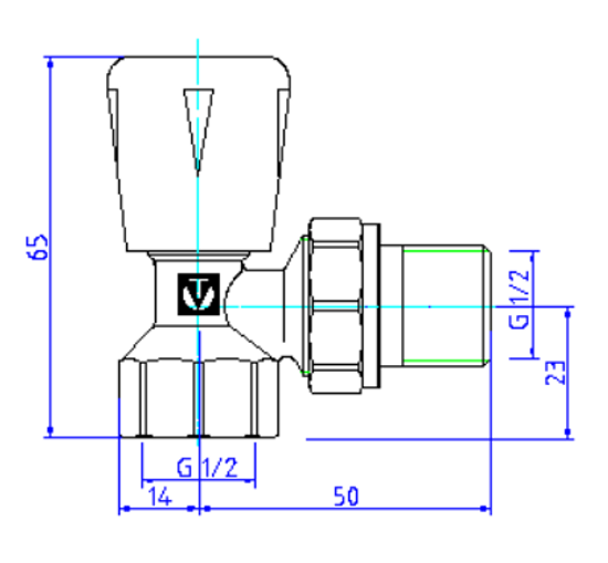 Клапан регулирующий Valtec 1/2" угловой ручной «мини» арт. VT.017.N.04 для радиаторов