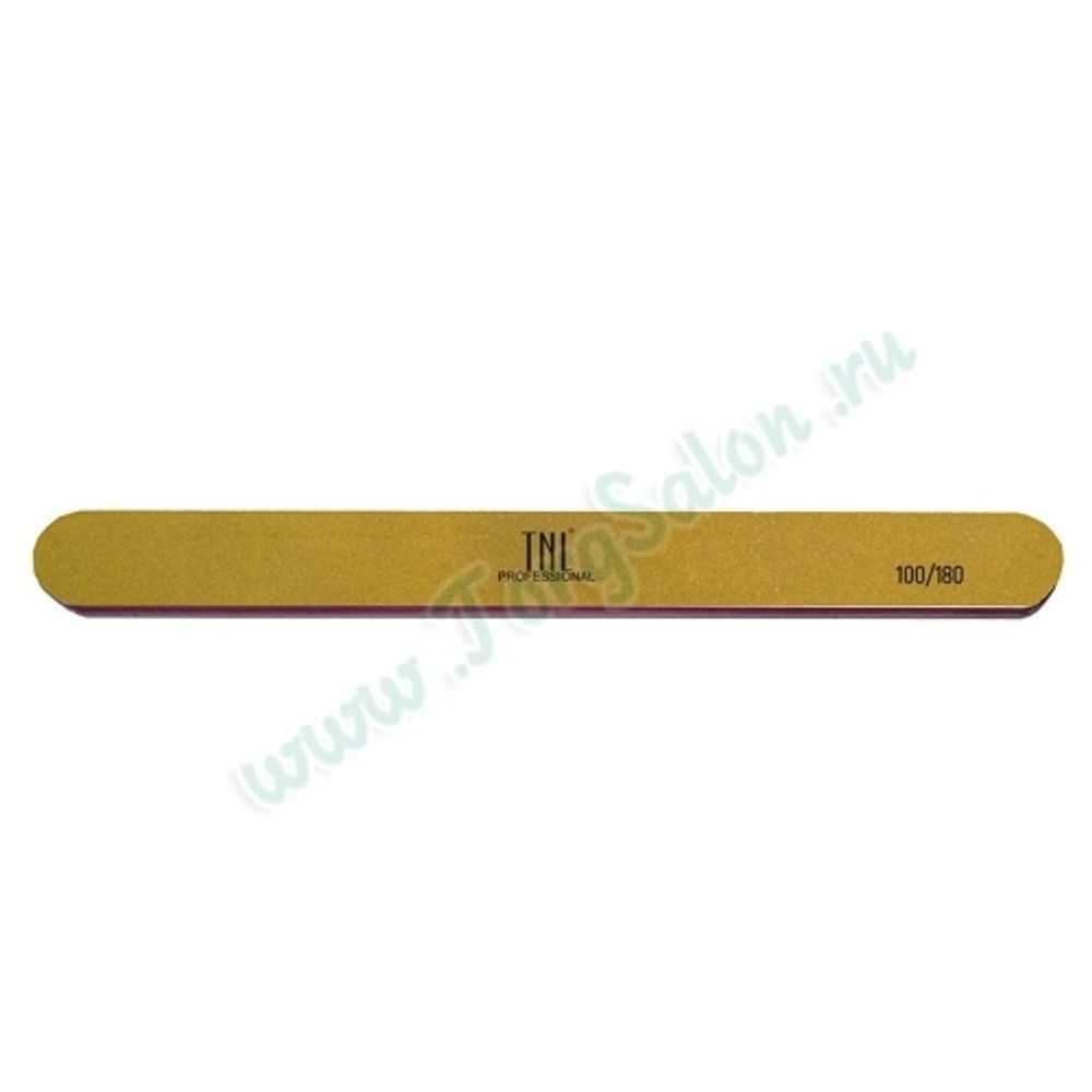 Пилка для ногтей узкая, высокое качество, в индивидуальной упаковке, (золото), TNL, 100/180