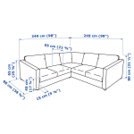 4-местный угловой диван- IKEA VIMLE, 249х98х80 см, черный, кожа, ВИМЛЕ ИКЕА