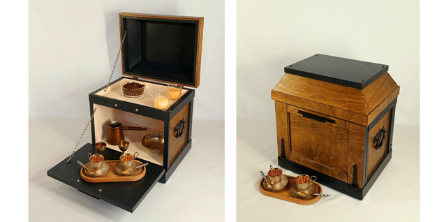 настольный СУНДУК БАР (ЛАРЕЦ) с откидным столиком