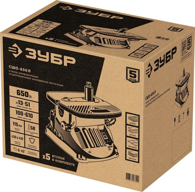 ЗУБР d 13, 19, 26, 38, 51 x 115, 650 Вт, осцилляционный шпиндельный шлифовальный станок (СШО-650Л)