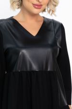 Платье со вставками из экокожи Эллис (черное) П14724-8М LT Collection