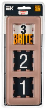 BRITE Рамка 3-местная РУ-3-2-Бр стекло дымчатый RE IEK