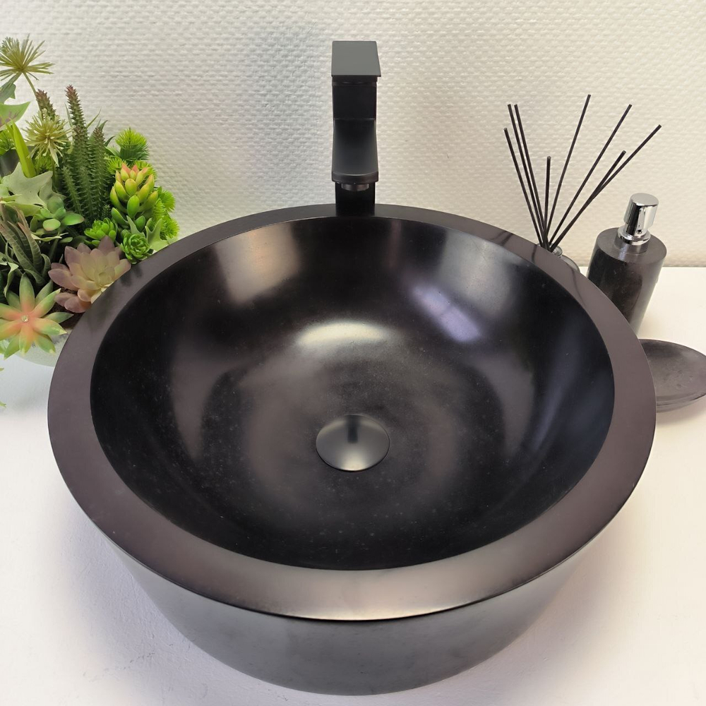 Раковина из андезита Drum Black Medium DA-62997 45*45*15 09