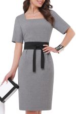 Серое платье с кушаком DStrend (Акция)