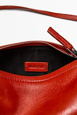 Massimo Dutti Сумка через плечо из кожи наппа, кораллово-красный