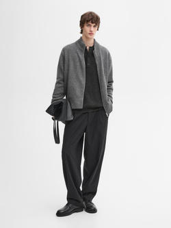 Massimo Dutti кардиган из кашемира с застежкой-молнией, серый меланжевый