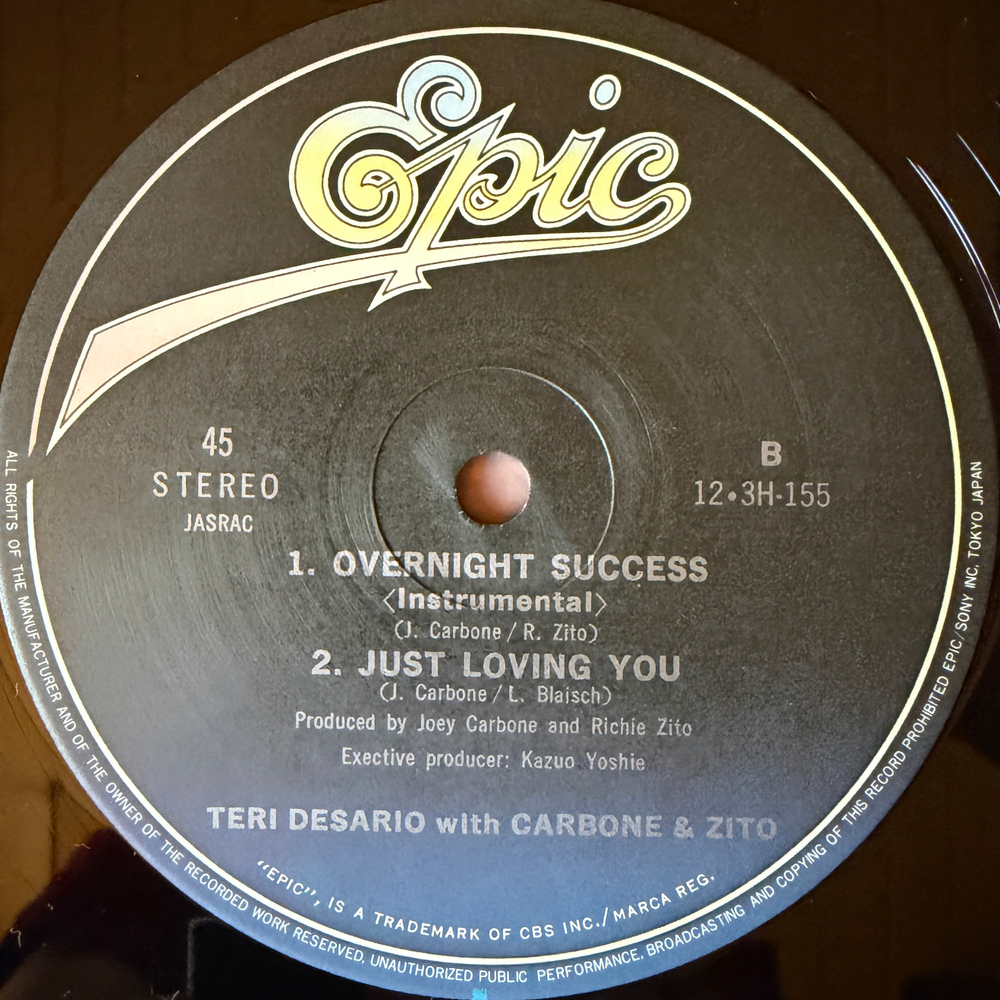 Teri Desario With Carbone & Zito ‎– Overnight Success (Япония 1984г.) 12", 45 RPM Т