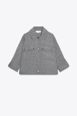 ZARA ПЕСТРАЯ КУРТКА САФАРИ, СЕРЫЙ МЕЛАНЖ