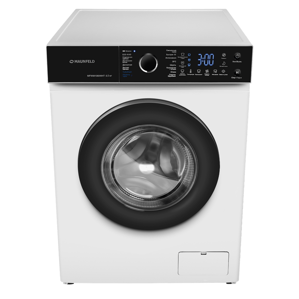 Стиральная машина c инвертором и паром  MAUNFELD MFWM106IWHT 6 кг.