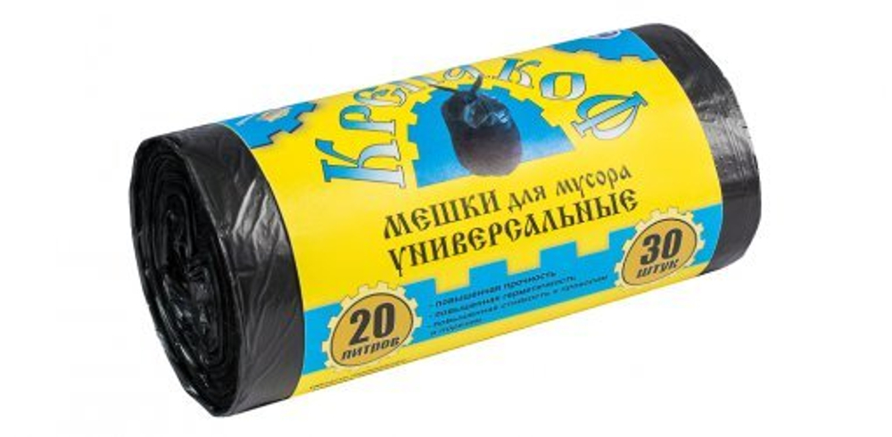 КРЕПАКОФ Мешки д/мусора 20л*30шт8мкм рулон черн.