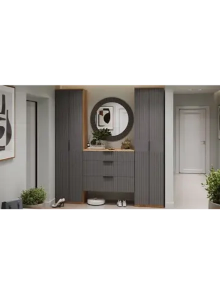 Прихожая с зеркалом Дуб Крафт золотой 220х43х226