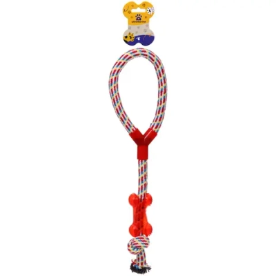 Игрушка - канат для собак средних и крупных пород «НЕСКУЧАЙКА-косточка», цвет красный (лейбл)