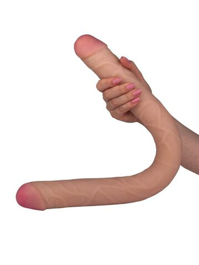 Крупный двусторонний фаллоимитатор - 55,5 см. (Цвет: телесный)