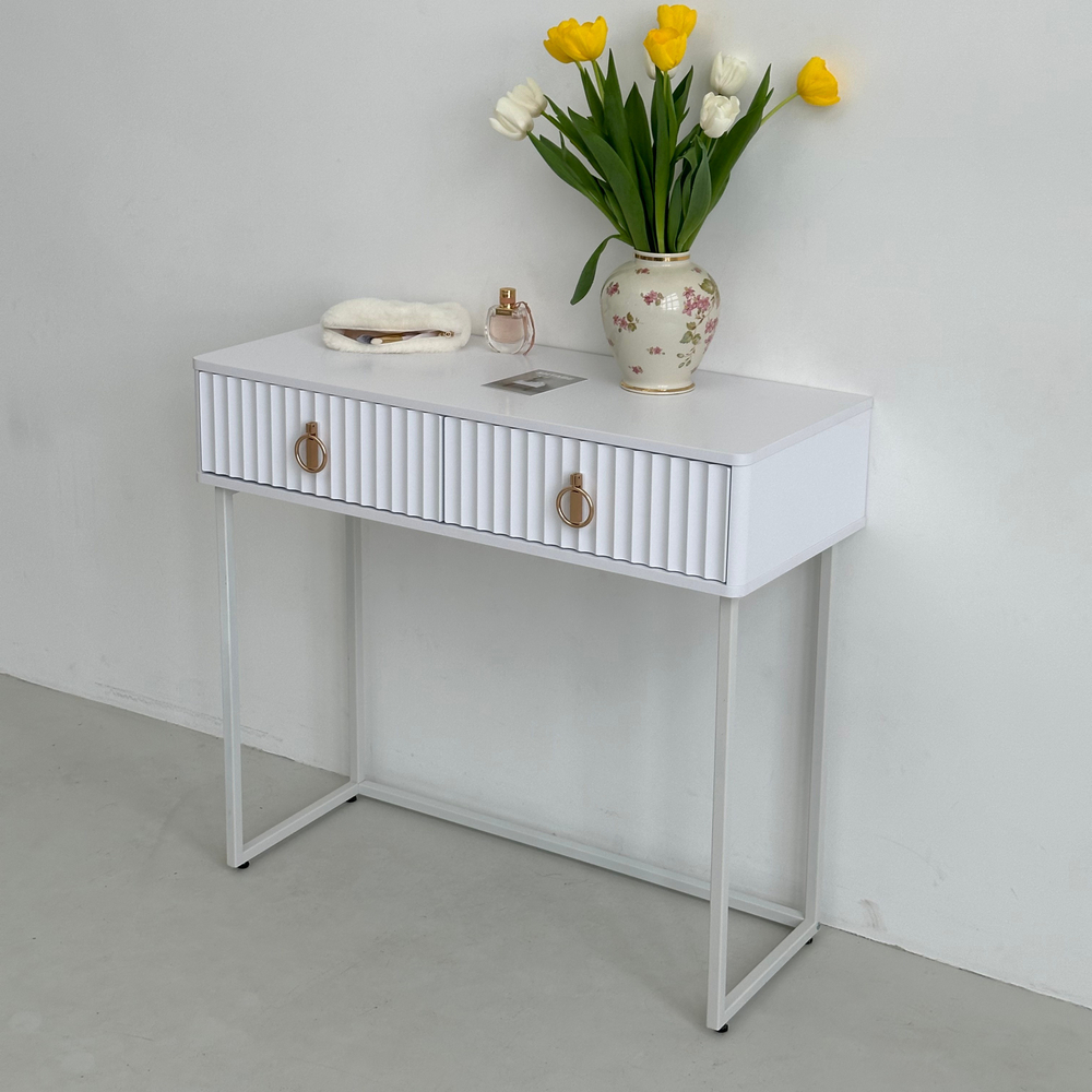 Туалетный столик консоль ROYAL 5111 эко (Белый-Белый-р.золото)