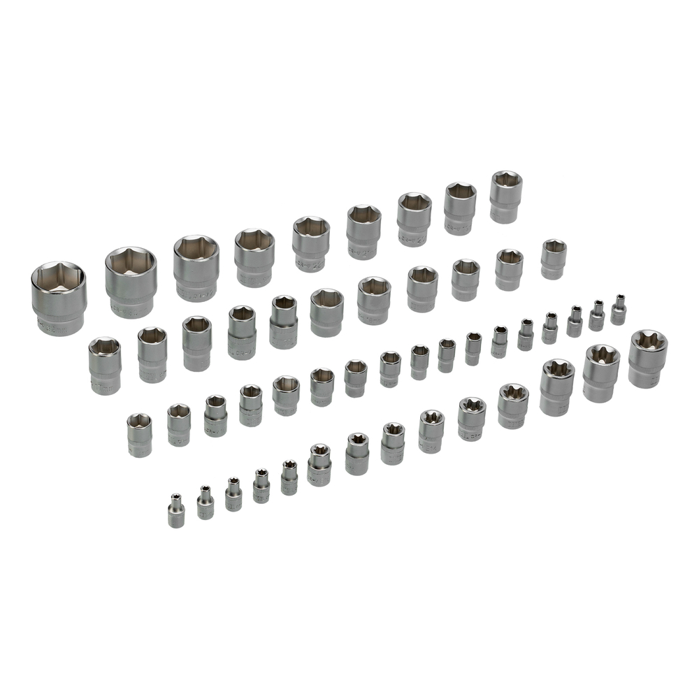 Набор инструментов, 1/2", 1/4", 3/8", CrV, S2, пластиковый кейс, 216 предметов Denzel