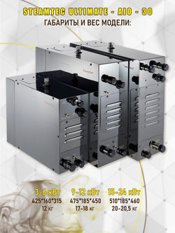 Steamtec TOLO AIO 30 - 3 кВт парогенератор для хамама и турецкой бани / Серия Premium