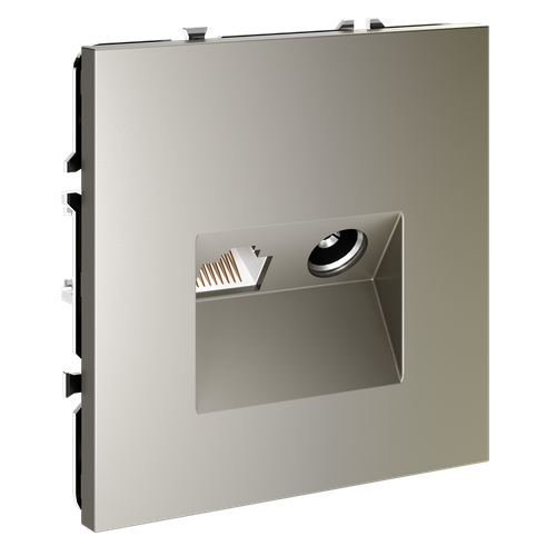 Розетка телевизионная встраиваемая VOLTUM S70 TV+RJ45 кат. 6, (шелк)