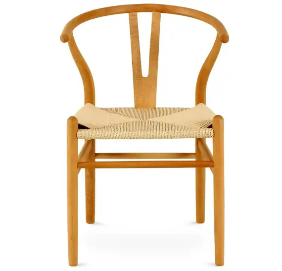 Стул Wishbone натуральный с бежевым сиденьем